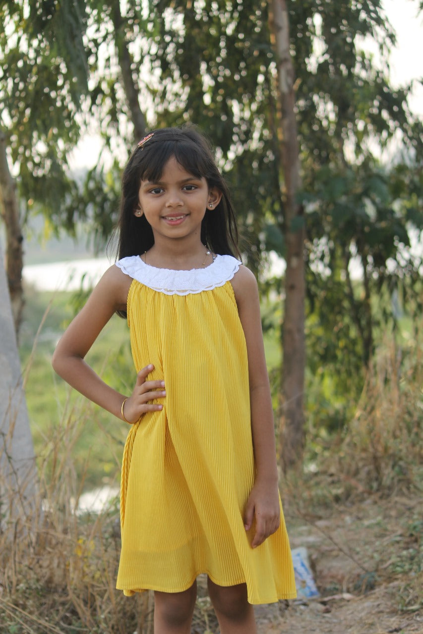 Yellow silky Dress