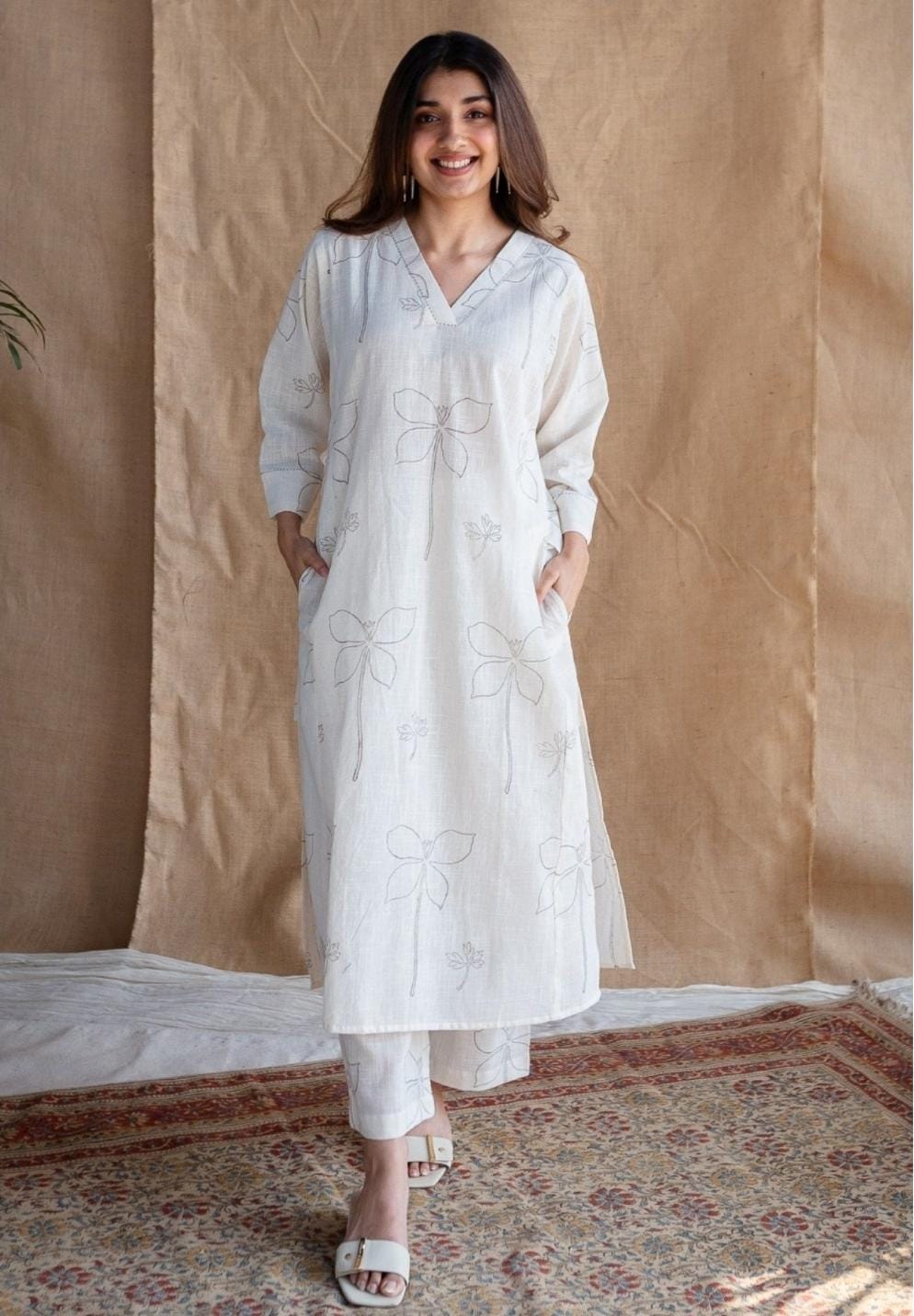 Pure Cotton kurti with self print with Plazo